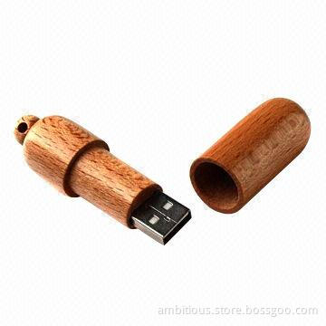 USB Flash Drive, Made of Wooden Material
